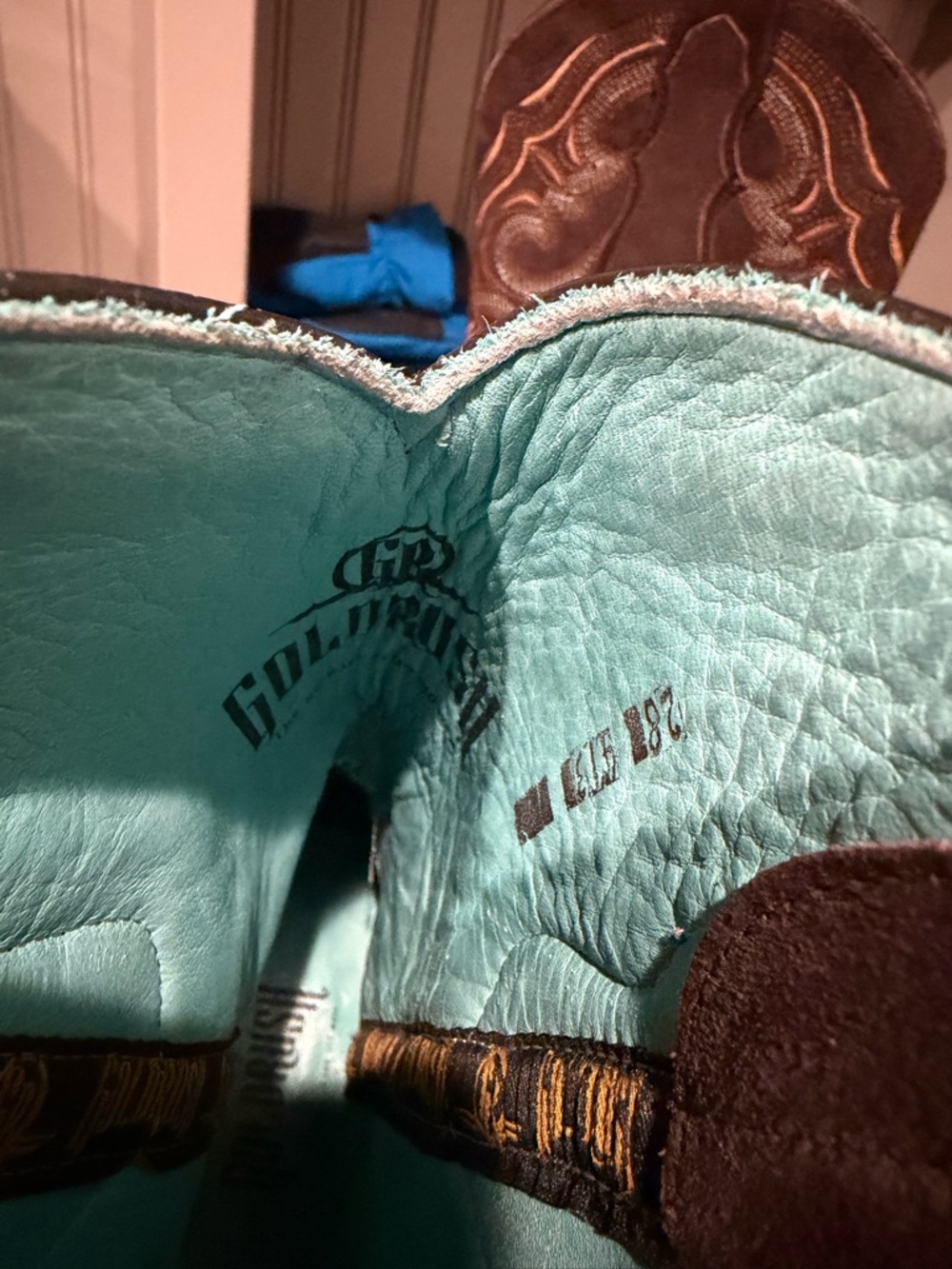 Brown Suede Western Cowboy Boots with Embroidery - Picture 3 of 8
